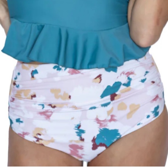 Janela Bay Peplum Top High Waisted Bottom Tankini Mix and Match Girls Swimsuit - Picture 9 of 11